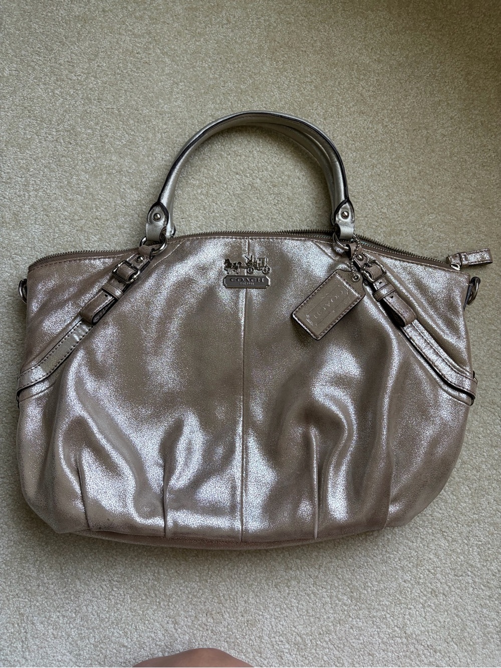 Coach Madison Metallic Taupe Shoulder Bag